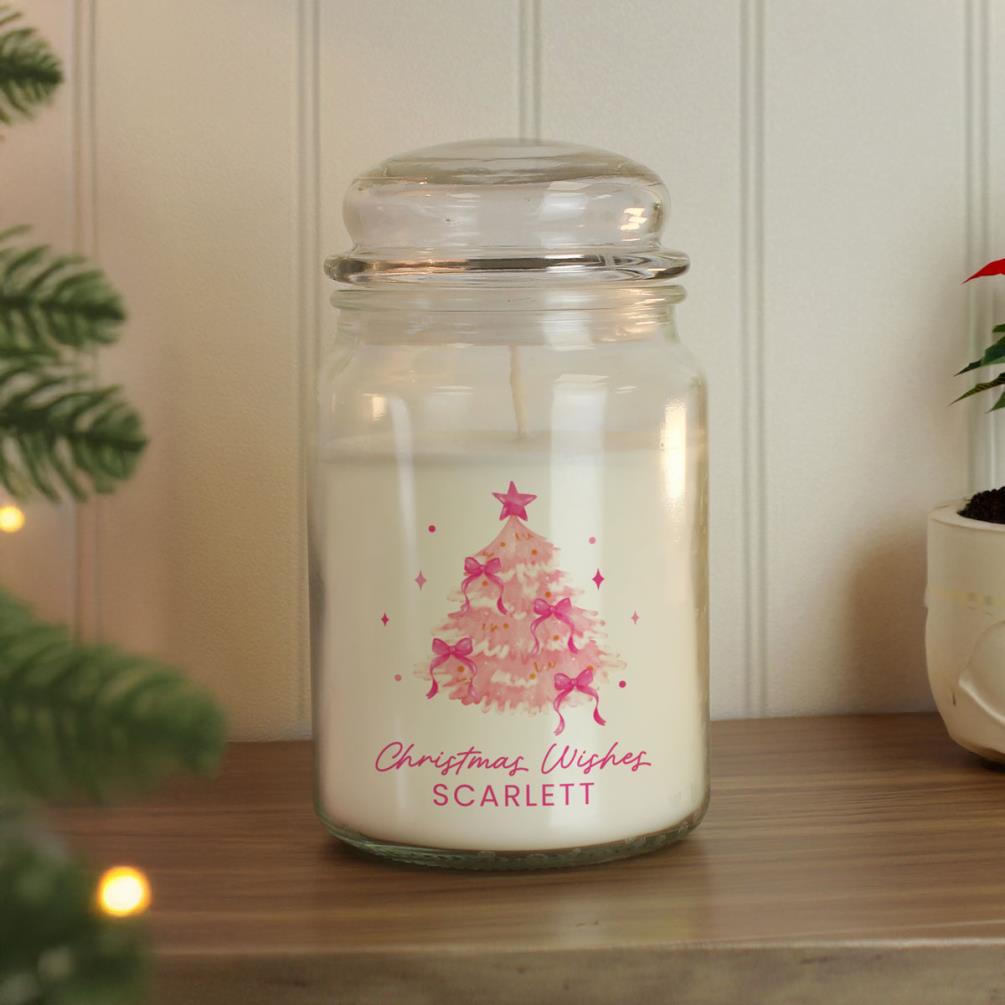 Personalised Pink Christmas Tree Large Jar Candle  Extra Image 3